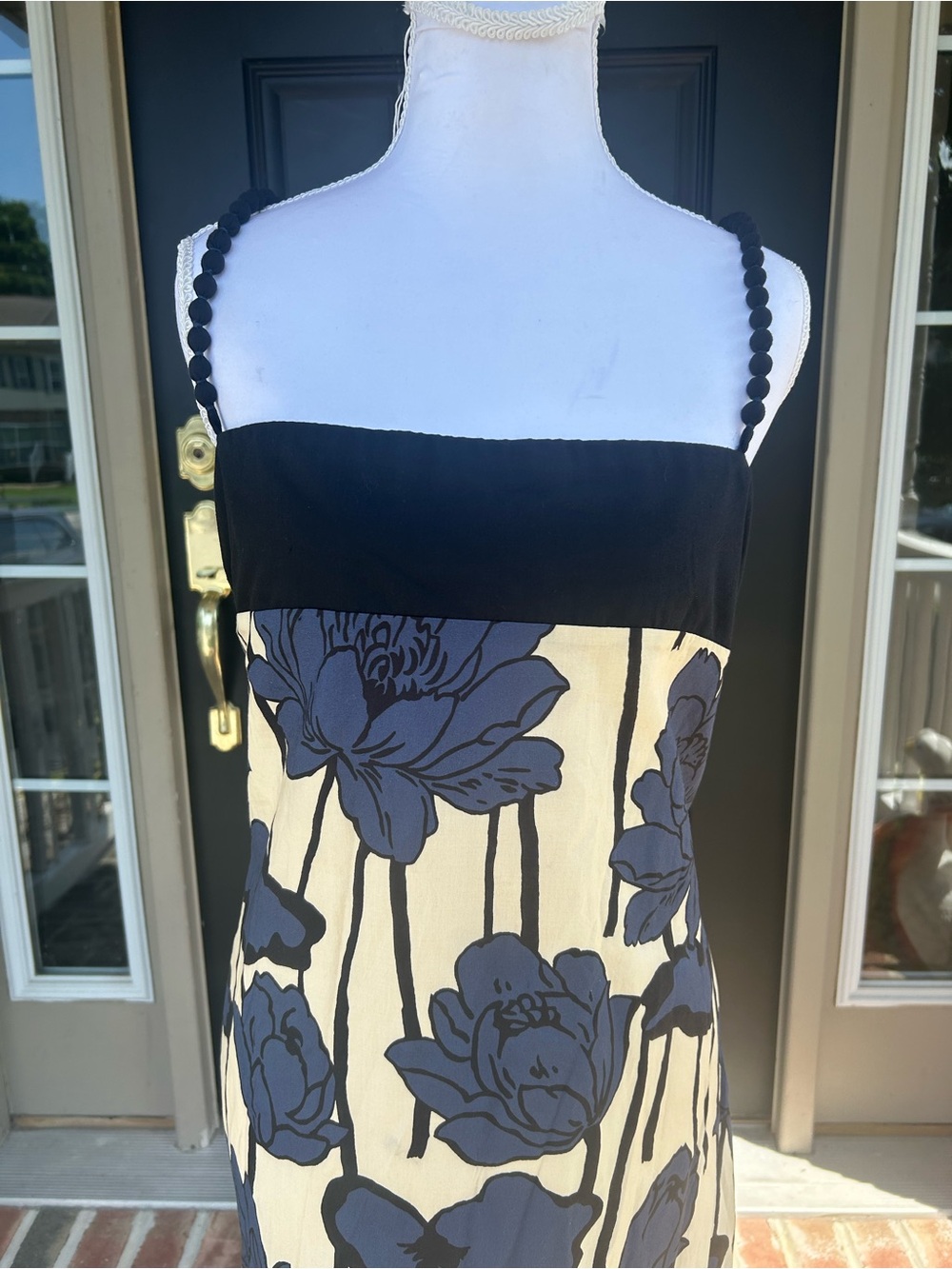 Tuckernuck Hyacinth House Cecily Cream Navy Floral Midi Dress Bead Straps XXL - Picture 6 of 11